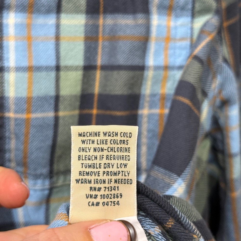 LL Bean Rangeley Flannel Shirt Plaid Button Carbon Navy Sml Organic Cotton Gorp - Picture 9 of 13